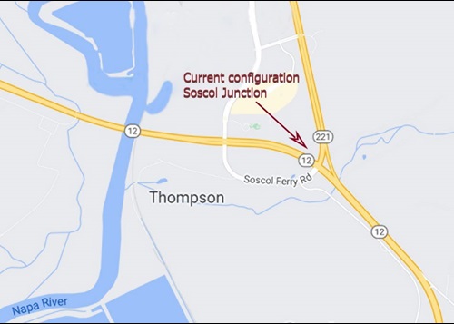 Map of current configuration of Soscol Junction on SR 29