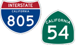 California Interstate 805 and State Route 54 icons