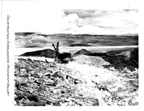 An undated black and white picture showing highway construction overlooking Panamint Springs.
