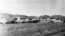 An undated black and white picture of the Inn at Furnace Creek.