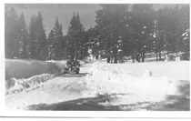 An undated black and white image of a vehicle driving on US 395 near Crestview.