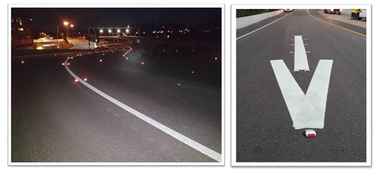 Two-way reflective markers show red to wrong way drivers
