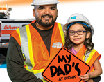Photo of Caltrans road worker and his daughter