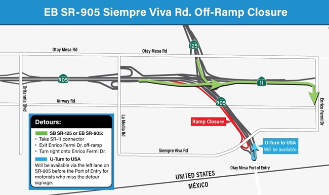 Ramp Closure and Detours Map. For more information, call (619) 688-6670 or email CT.Public.Information.D11@dot.ca.gov