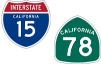 California Interstate 15 and State Route 78 icons