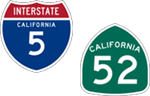 California Interstate 5 and State Route 52 icons