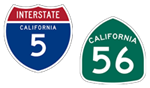 California Interstate 5 and State Route 56 shields. For more information, call (619) 688-6670 or email CT.Public.Information.D11@dot.ca.gov