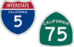 California Interstate  5 and State Route 75 icons