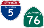 California Interstate 5 and State Route 76 icons