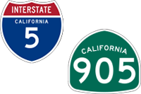 California Interstate 5 and State Route 905 icons