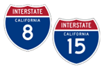 California Interstate 8 and 15 icons