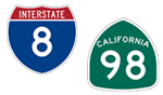 California Interstate 8 and State Route 98 Shields.
