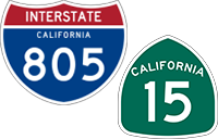 California Interstate 805 and State Route 15 Shields