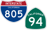 California Interstate 805 and State Route 94 icons