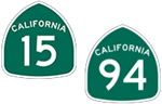 California State Routes 15 and 94 icons