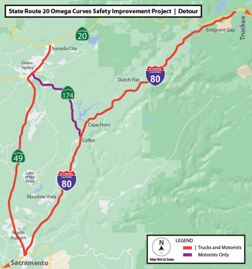 map of highway 80 state route 20 omega 