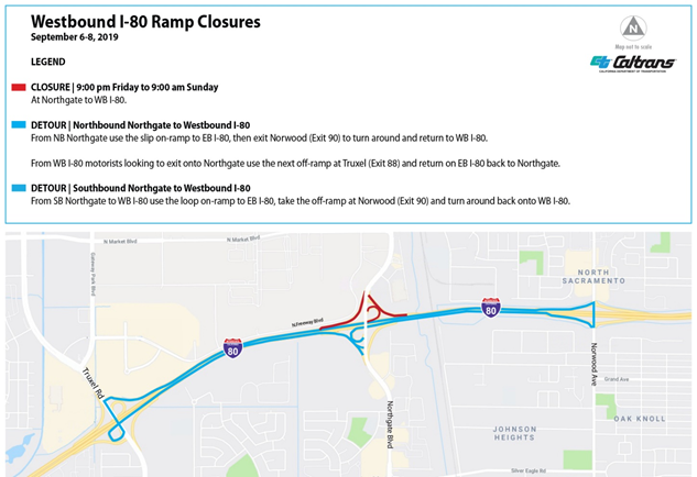 Westbound I-80 Ramp Closures Map