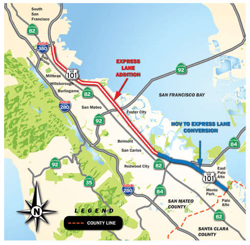 101 Express Lanes Project Map January 2020