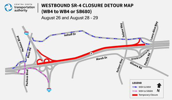 Nightly Freeway Closures Planned for SR-4 and I-680 Connector Ramps map 2
