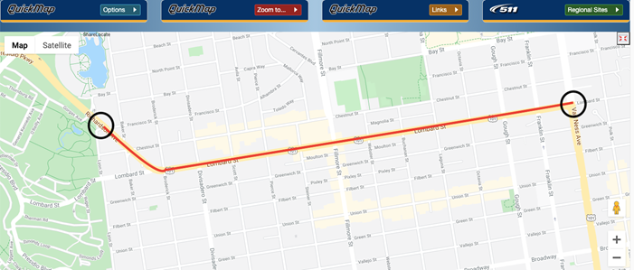 2021-03-15 101 Lombard Street Daytime Lane Closures map