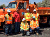 A California Highway Patrol captain commended Caltrans Barstow Maintenance Crew (from left to right) Angel Flores, Superintendent Gary Cranford, and crewmembers Everett Reed, Gilbert Moreno, Steve Corlew and Omar Galvan, for their daily diligence, care and excellence.