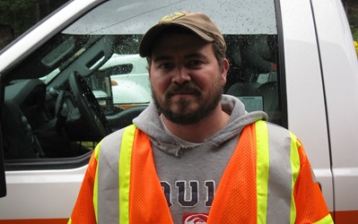 Caltrans Equipment Operator I Chris Conrad helped a grateful resident with a flat tire in a remote and muddy part of Northern California.