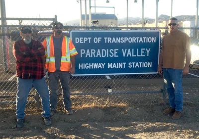 Left to right Caltrans Equipment Operators Robert Giles, Chuck Wilcox and R.J. Hickman helped a U.S. Army veteran get to the Veterans Administration Hospital in Loma Linda after having a stroke while driving.