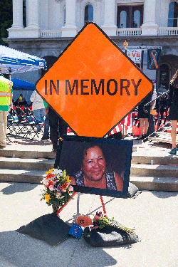Caltrans Structural Steel Painter Supervisor Annette Brooks was killed on the job just three days before the Statewide Workers Memorial.