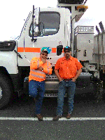 Caltrans Maintenance Lead Worker Mark Charles (left) and Equipment Operator II Jerry Smith’s quick thinking extinguished a grass fire before it threatened homes in rural Sonora.