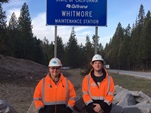 Whitmore Maintenance Station Equipment Operator II Denise McIntire and Highway Maintenance Worker Erik Krepper helped a high school band get home safety to Reno in the snow.