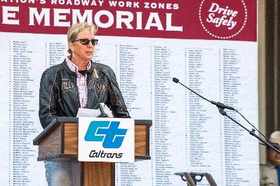 Maintenance Manager II Deborah Prochnow spoke about the dangers highway workers face every day at the 2018 Statewide Caltrans Workers Memorial ceremony.