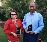 Caltrans District 5 public information officers Susana Cruz and Jim Shivers were honored for their work during intense weather-related events along the Central Coast.