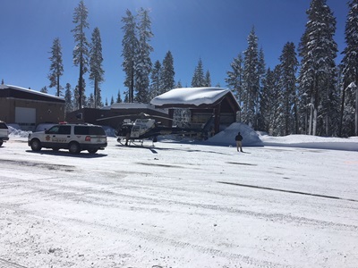 In mid-February, Caltrans crews from the Peddler Hill maintenance facility helped with a successful search-and-rescue effort. They teamed with the U.S. Forest Service, CHP and regional sheriff’s offices to find two snowbound women and a dog.