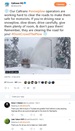 A Twitter screen grab that shows a picture of a Caltrans snow plow in operation