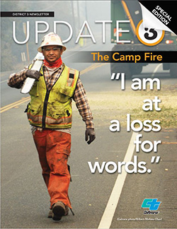 Cover of the award-winning Caltrans District 3 newsletter about the 2018 Camp Fire.