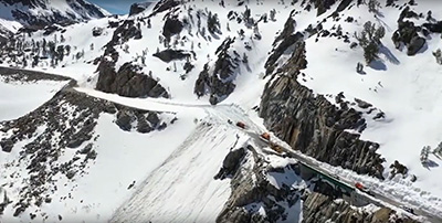 Tioga Pass being cleared of snow in spring 2019