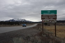 As you approach Mammoth Lakes from the south on U.S. Highway 395, you encounter signage for State Route 203 and, off in distance, a visual of Mammoth Mountain itself.