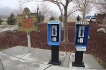 Hey kids, do you know what these bulky black-and-blue things are? You can spot several of these relics in the Eastern Sierra, including these two at Coso Junction Rest Area.
