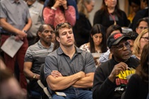 Grande Rudolph, center, and Zeron Jefferson, right foreground, attended the late-February program.