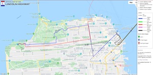 A map of the Lincoln Highway through San Francisco
