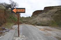 South of the Pinnacles turn-off, a small portion State Route 25 ran out of luck a few years back when it was covered in a mudslide.