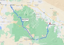 Road Trippin': Maneuvering around the mountain roads south of Palm Springs (Source: Google Maps)