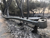 The Glass Fire caused extensive roadway damage in District 4, which put Caltrans crews to the test. (Photo by John Huseby)