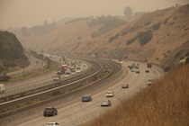 Air quality was palpably awful in early September along Interstate 580 just east of Castro Valley. (Photo by John Huseby, District 4)