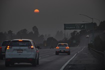 What is that orange object in the sky, as seen from where State Routes 24 and 13 intersect in the East Bay? (Photo by John Huseby, District 4)