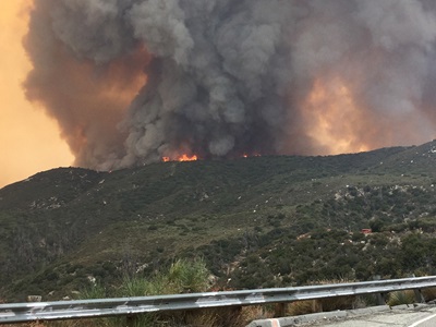 The Bobcat Fire along State Route 39 in District 7