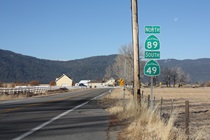 State Route 49 coincides with State Route 89 for a short stretch northwest of Sierraville.