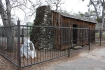 At the end of the side road off State Route 49 north of Sonora, the "Mark Twain Cabin" is a fenced-in replica that dates from the 1920s, after Twain died.