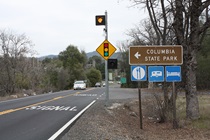 Just north of Sonora, motorists have the option of veering off to visit Columbia State Historic Park, where Gold Rush buildings are preserved.