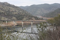 The Jacksonville Road bridge is visible from a vista point along State Route 49 at San Pedro Reservoir, south of Sonora.